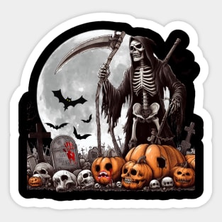 Skeleton on the cemetery HALLOWEEN Sticker